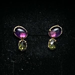 Nomination Amethyst and Peridot Pierced Earrings